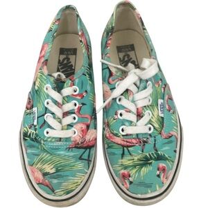 Vans Flamingo Print Sneakers - Teal and Pink